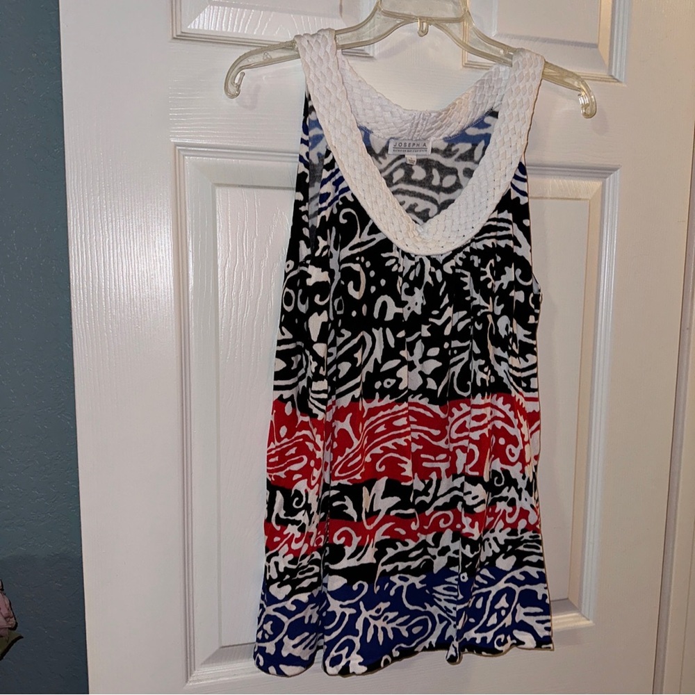 Joseph A. Viscose Women's Large Black Red Round Neck Tank Top Braided Straps NNT